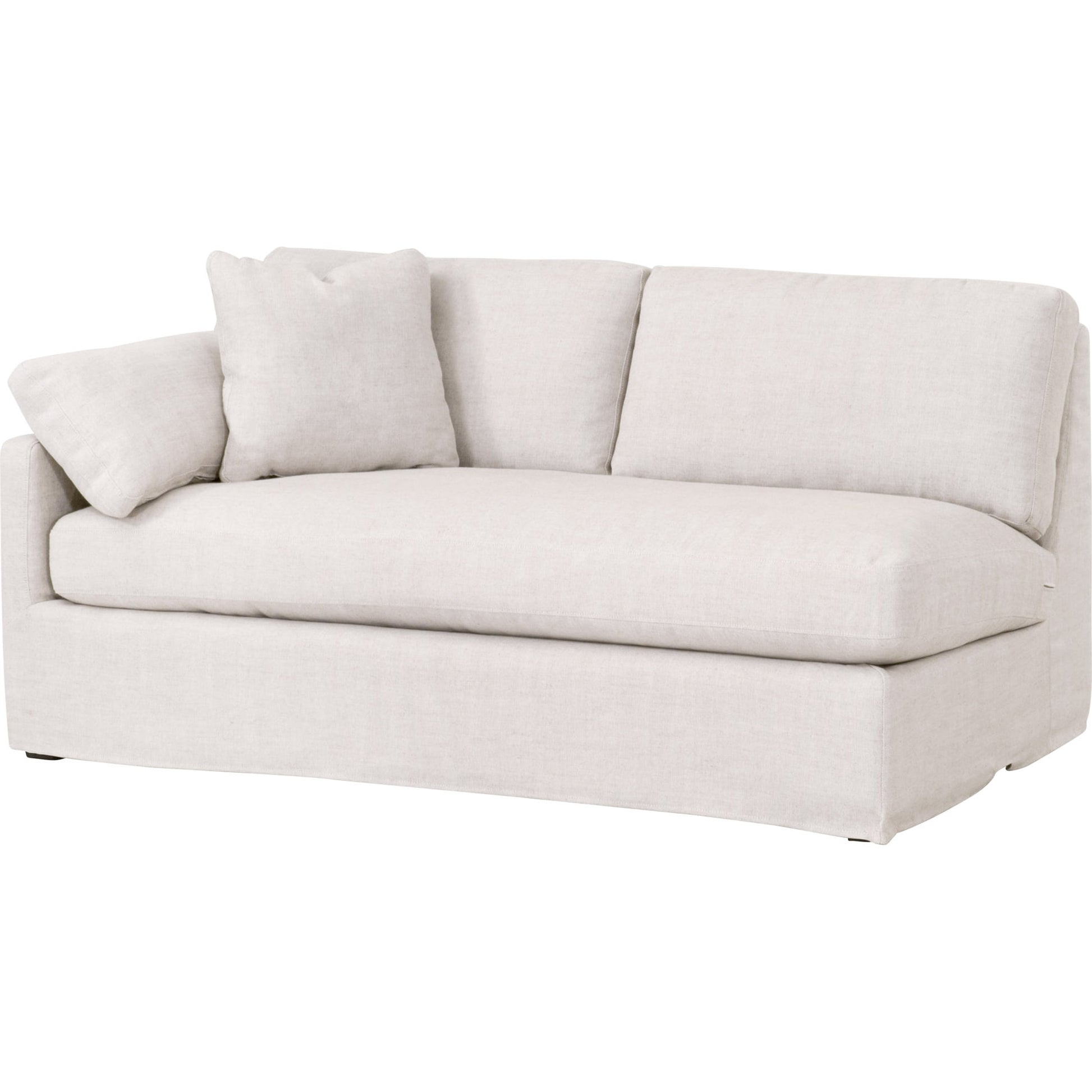 Lena Sofa by Essentials For Living in espresso, bisque. Made from solid birch wood, mdf, plywood, 55% linen, 45% polyester fabric, foam, down blend in a modern style.