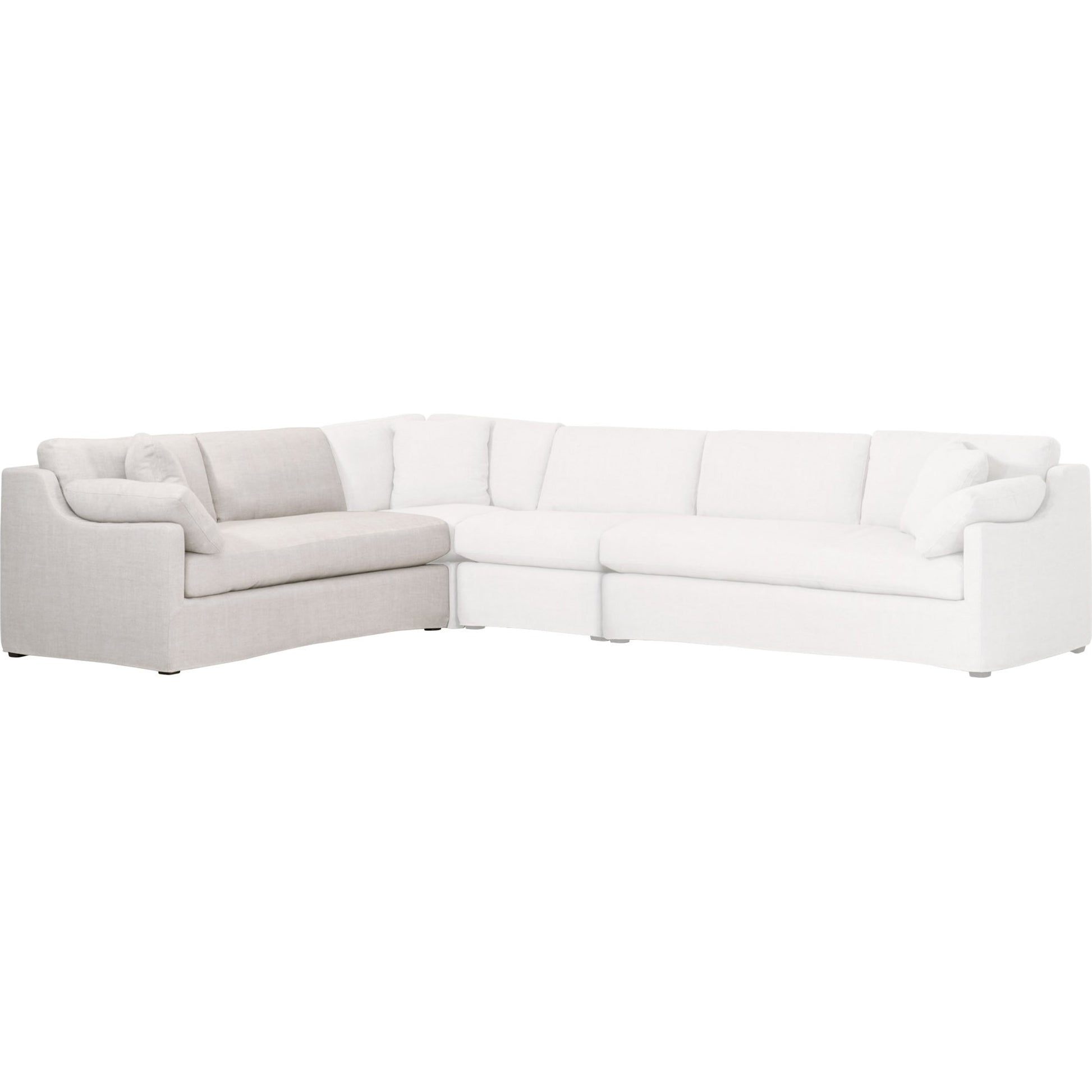 Lena Sofa by Essentials For Living in espresso, bisque. Made from solid birch wood, mdf, plywood, 55% linen, 45% polyester fabric, foam, down blend in a modern style.