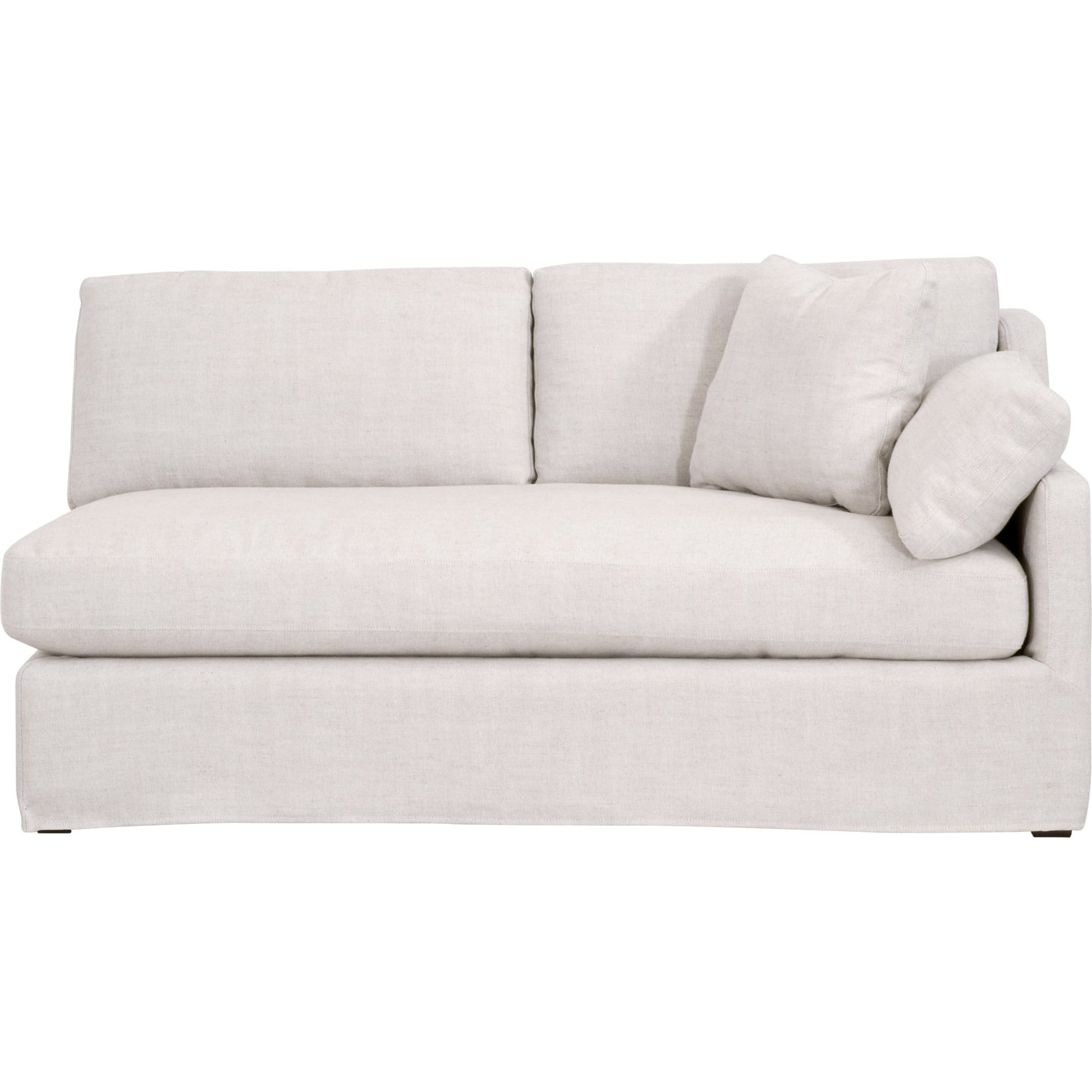 Lena Sofa by Essentials For Living in espresso, bisque. Made from solid birch wood, mdf, plywood, 55% linen, 45% polyester fabric, foam, down blend in a modern style.