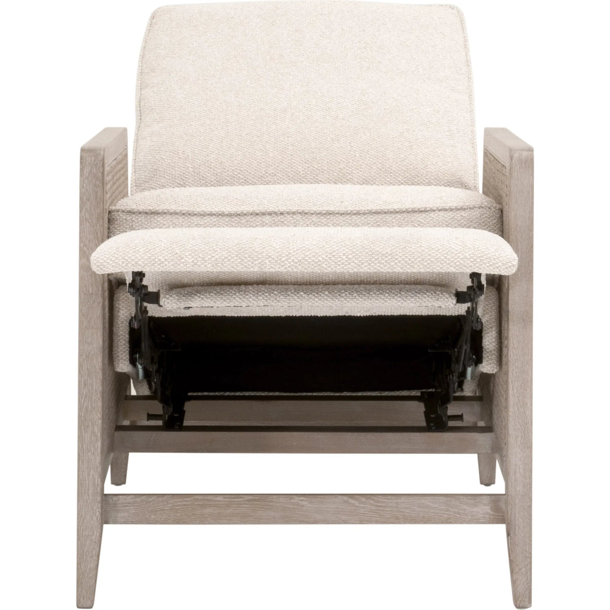 Leone Recliner by Essentials For Living in livesmart gellar, linen, natural gray oak, cane. Made from solid oak wood, rattan in a transitional style.