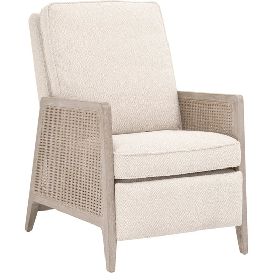 Leone Recliner by Essentials For Living in livesmart gellar, linen, natural gray oak, cane. Made from solid oak wood, rattan in a unique style.