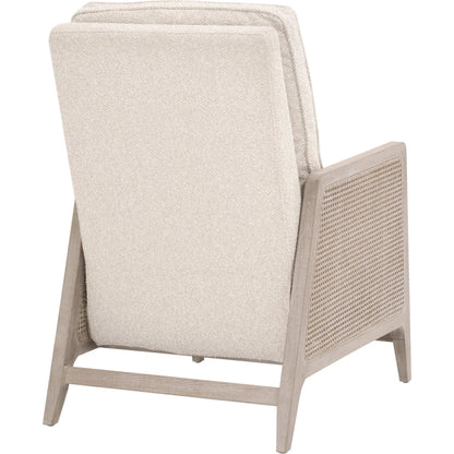 Leone Recliner by Essentials For Living in livesmart gellar, linen, natural gray oak, cane. Made from solid oak wood, rattan in a transitional style.