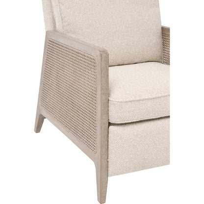 Leone Recliner by Essentials For Living in livesmart gellar, linen, natural gray oak, cane. Made from solid oak wood, rattan in a transitional style.