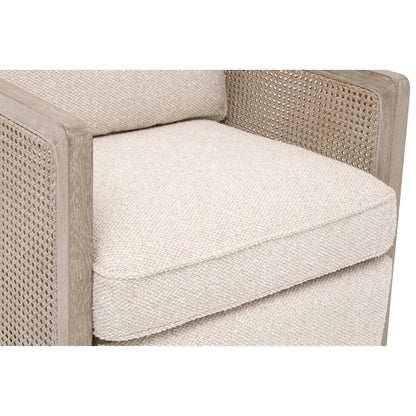 Leone Recliner by Essentials For Living in livesmart gellar, linen, natural gray oak, cane. Made from solid oak wood, rattan in a transitional style.