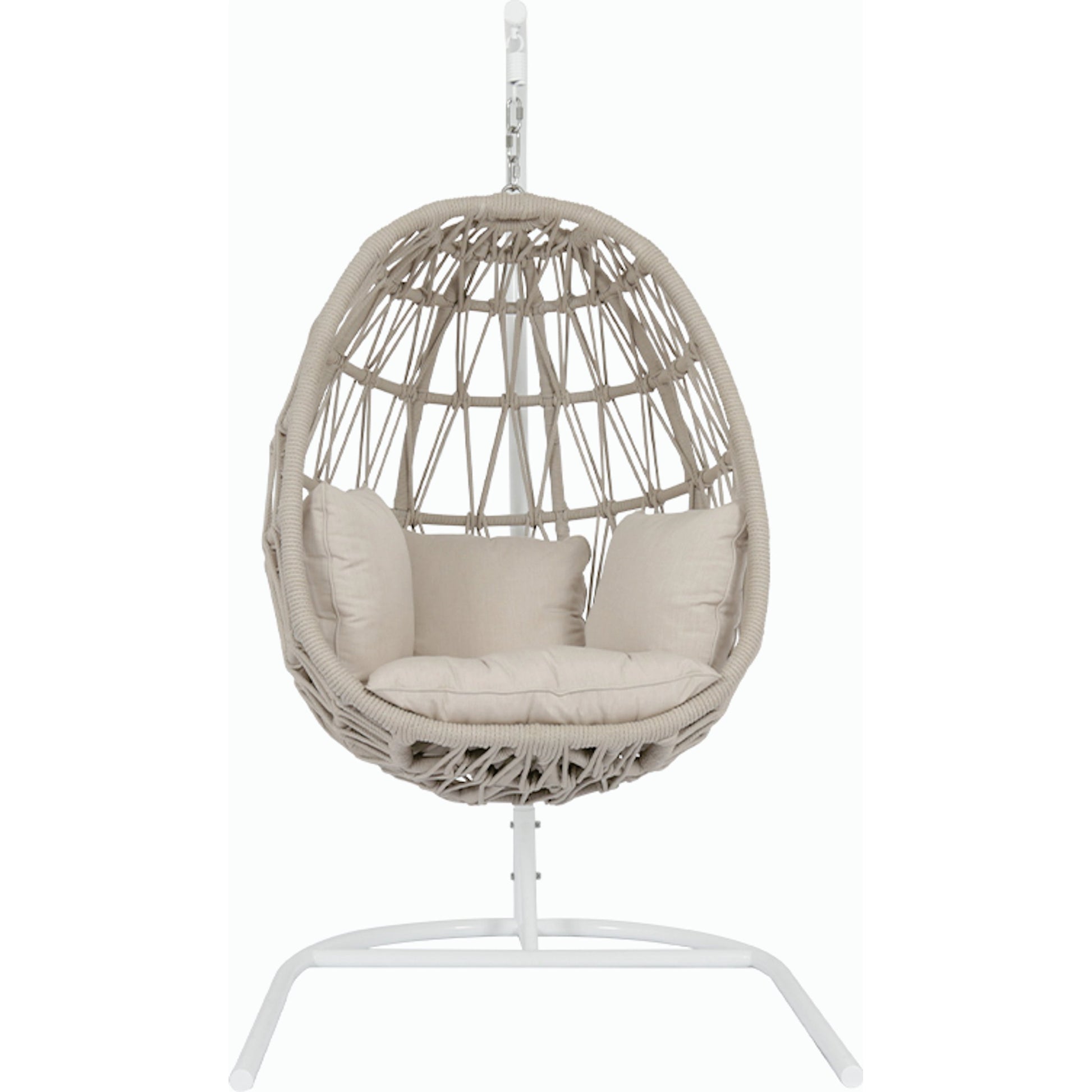 Dana Outdoor Rope Hanging Club Chair by Sunset West in natural. Made from olefin rope in a coastal style.