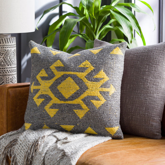 Lewis Pillow - 17991 by Surya in black, charcoal. Made from 80% viscose, 20% modal, 100% cotton in a eclectic & global style.