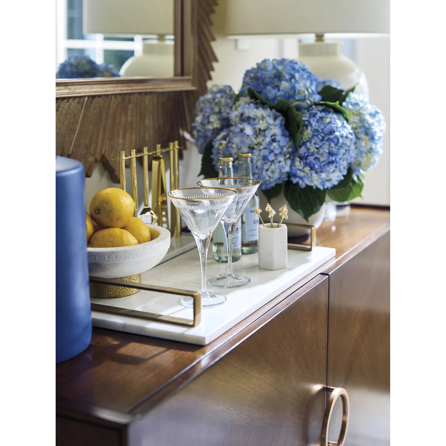 006 SI-2371338 | Closeup | Kilburn Hall Chest by Lexington in rose gold. Made from walnut in a traditional style.
