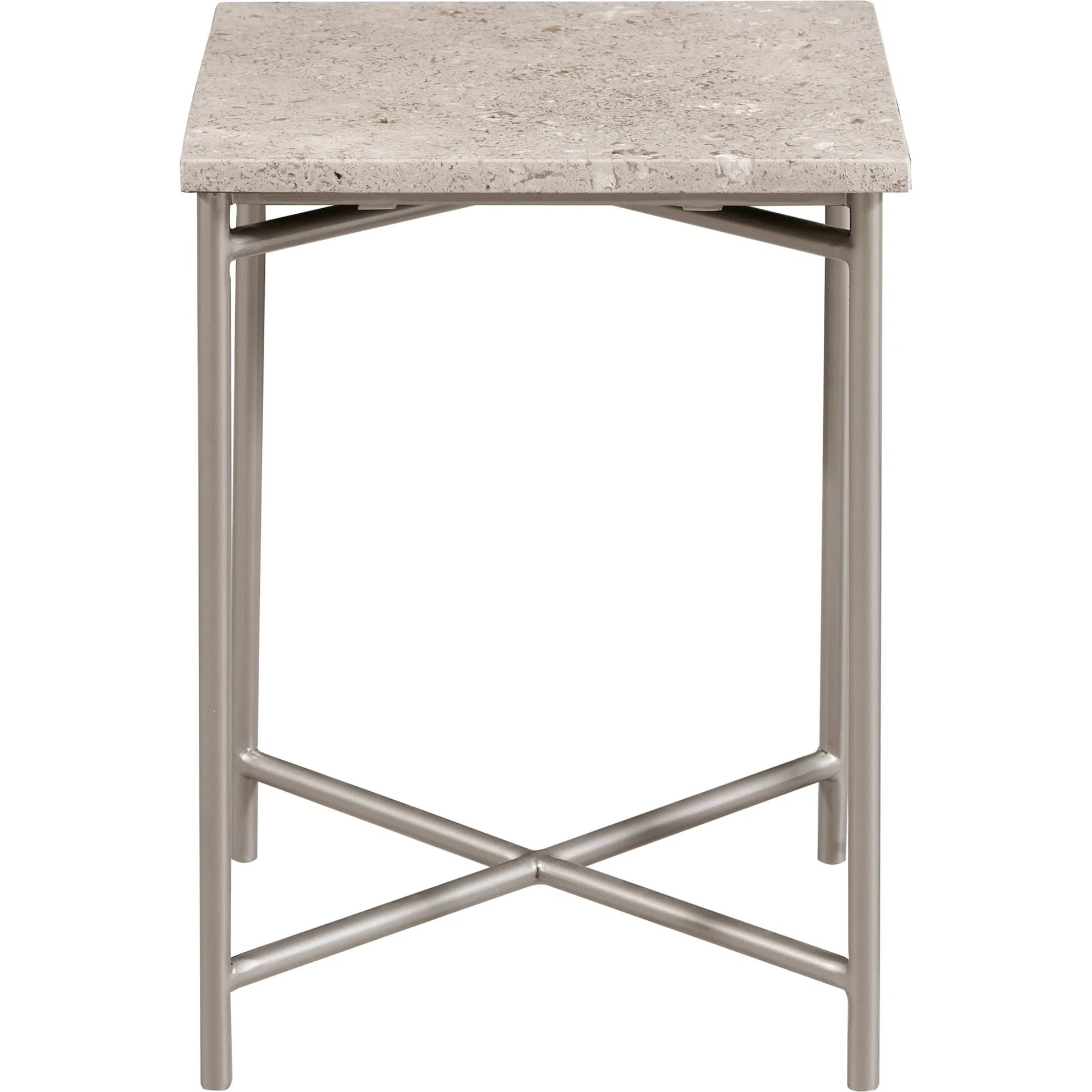 Small Stone Top Nesting table by Pulaski Furniture in cream. Made from stone in a modern style.