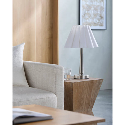 Leynar Accent Table Lamp by Livabliss. Made from iron, linen, polystyrene in a modern style.
