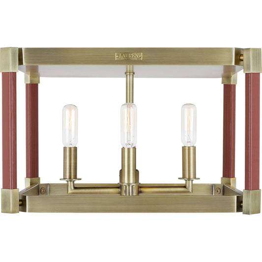Hadley Flush Mount by Visual Comfort & Co. in time worn brass. Made from steel in a unique style.