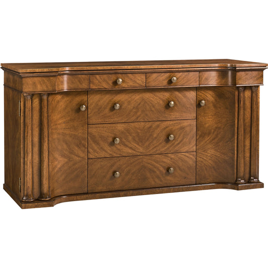 Hattie Sideboard by Jonathan Charles in medium crotch walnut. Made from celejeria veneer in a traditional style.