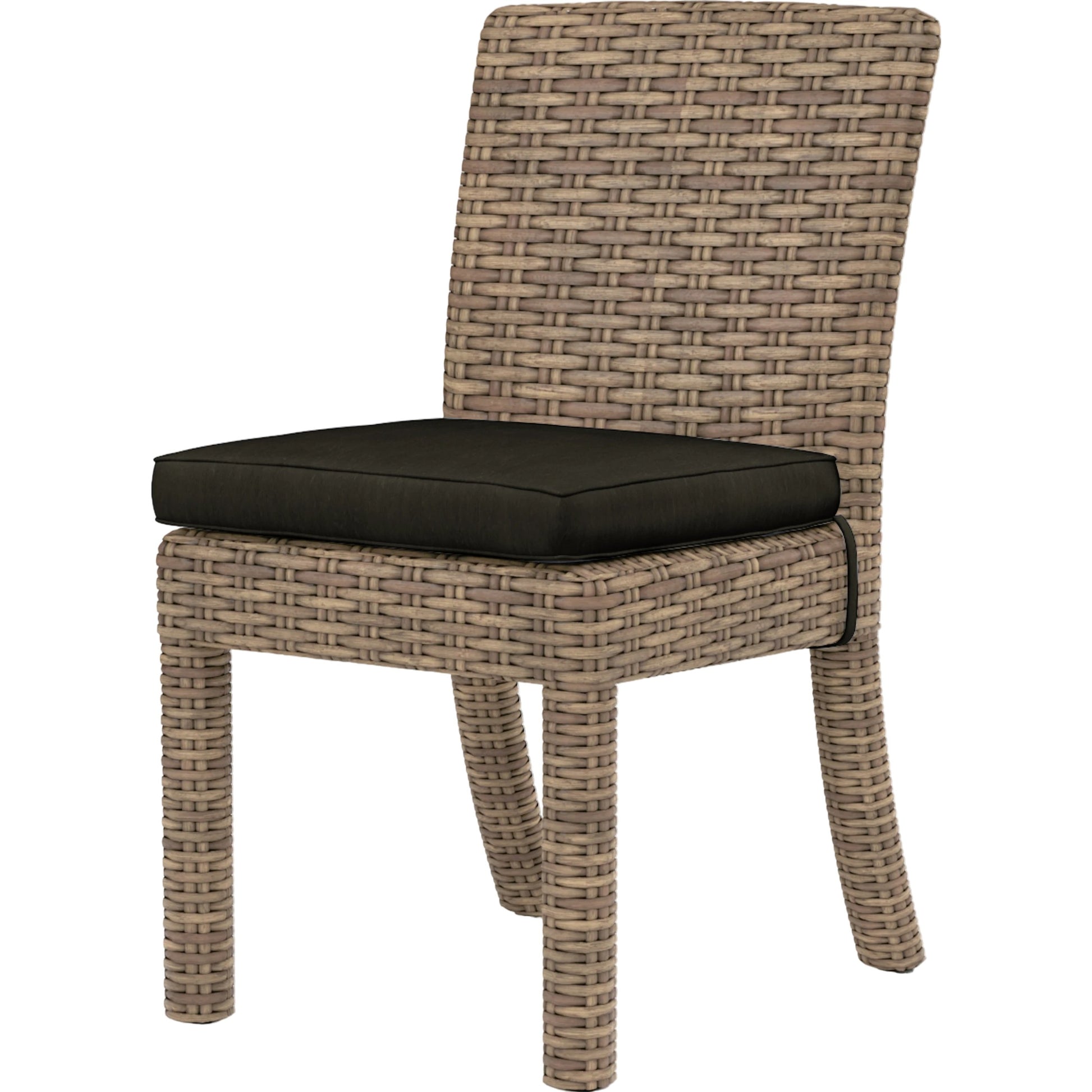 Havana Outdoor Armless Dining Chair by Sunset West in tobacco. Made from resin wicker in a modern style.