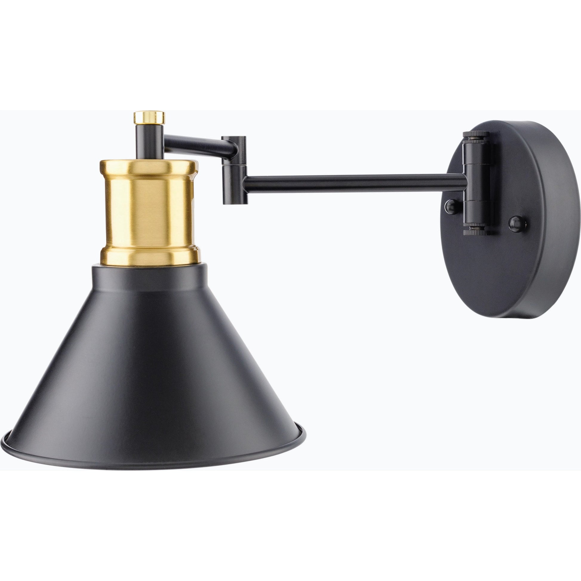 Laufer Wall Sconce Lighting- 532926 by Livabliss in fixture: black, shade (outside): black, shade (inside): white, cord: black and paintedmetallicpaintedpainted. Made from iron, metal in a modern style.