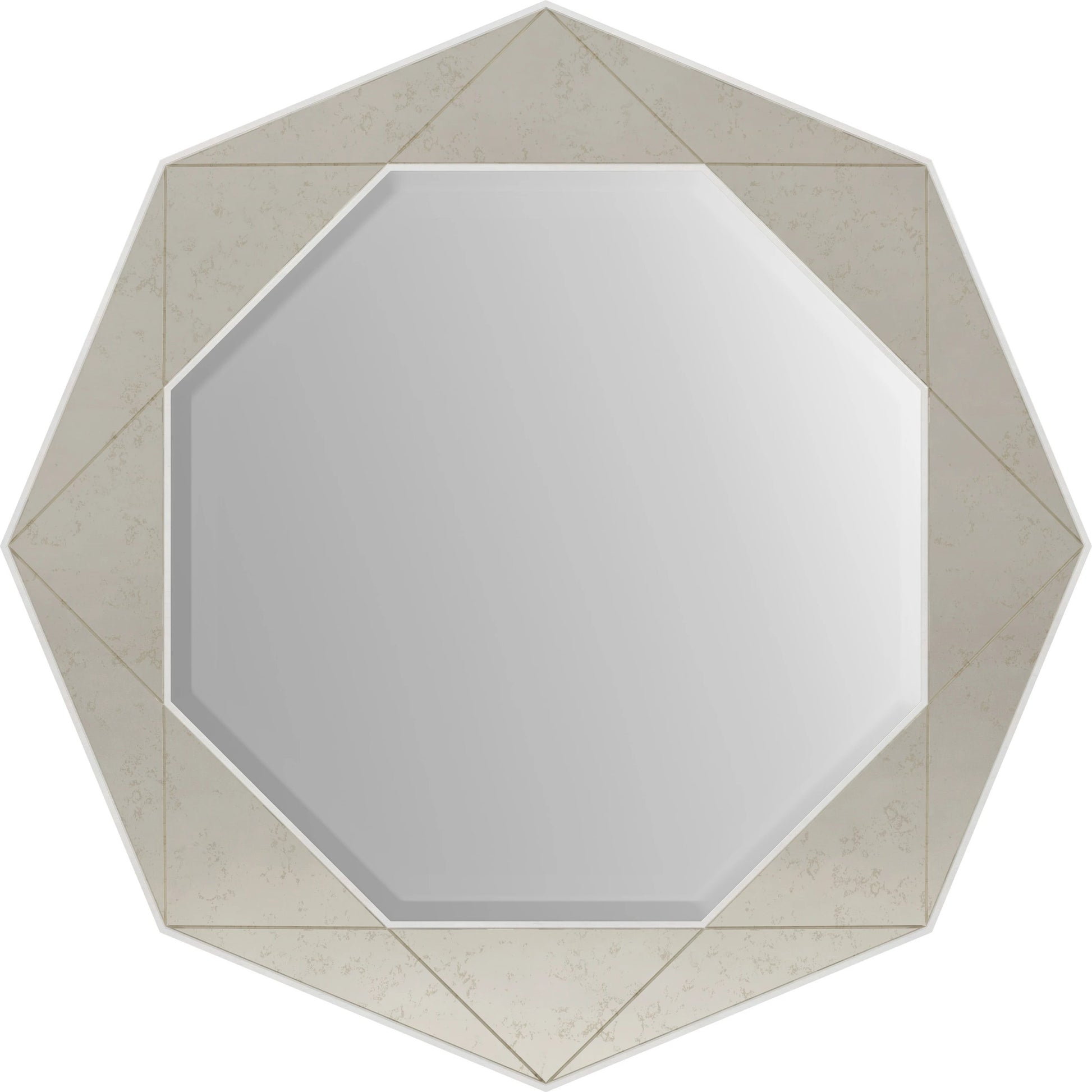 Mezzanine Round Mirror by A.R.T. Furniture in dove gray. Made from parawood, poplar solids, mirror in a modern style.