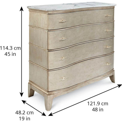 Starlite Media Chest by A.R.T. Furniture in silver and peri. Made from parawood solids, primavera veneer, neapolitan marble in a transitional style.
