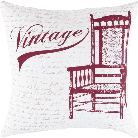 Vintage Pillow - 13500 by Surya in cherry, ivory, dark gray. Made from 100% cotton in a modern style.