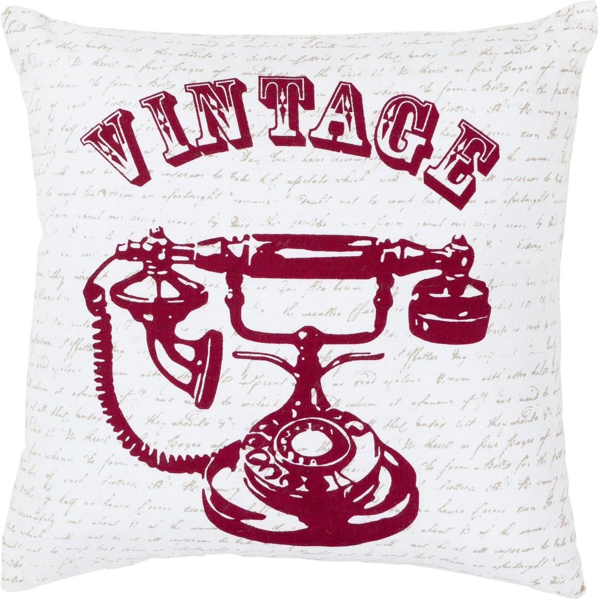 Vintage Pillow - 13500 by Surya in cherry, ivory, dark gray. Made from 100% cotton in a modern style.