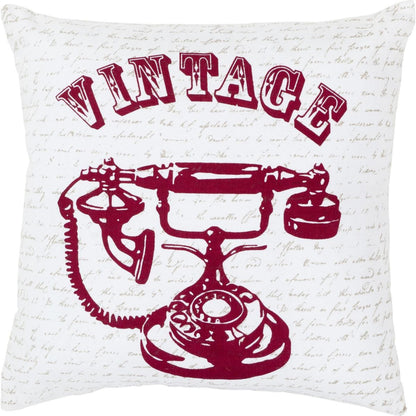 Vintage Pillow - 13500 by Surya in cherry, ivory, dark gray. Made from 100% cotton in a modern style.