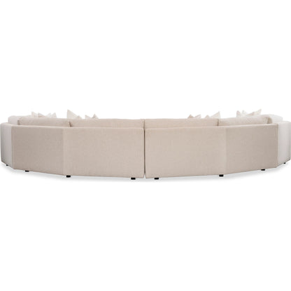 Soleil Fabric Sectional by Bernhardt in beige. Made from fabric, polyfoam core, virgin polyester fibers, waterfowl feathers, waterfowl down in a transitional style.