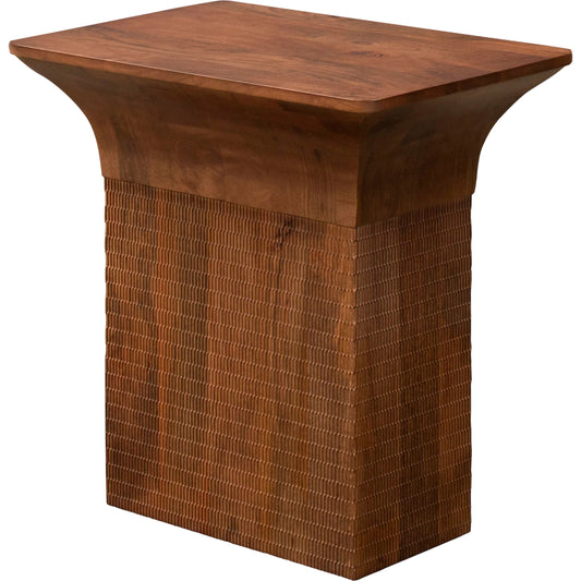 Langford End Table by Surya in brown. Made from mango wood in a unique style.