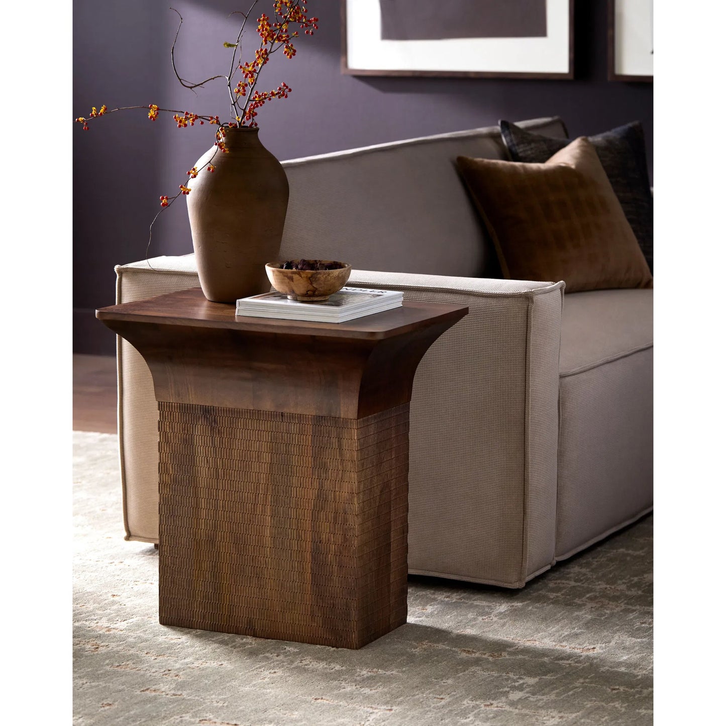 002 SI-2460529 | Lifestyle | Langford End Table by Surya in brown. Made from mango wood in a transitional style.
