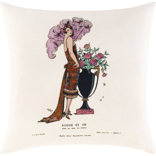 La Guirlande Pillow - 33471 by Surya in black, cream, camel. Made from 100% cotton in a cottage & farmhouse style.