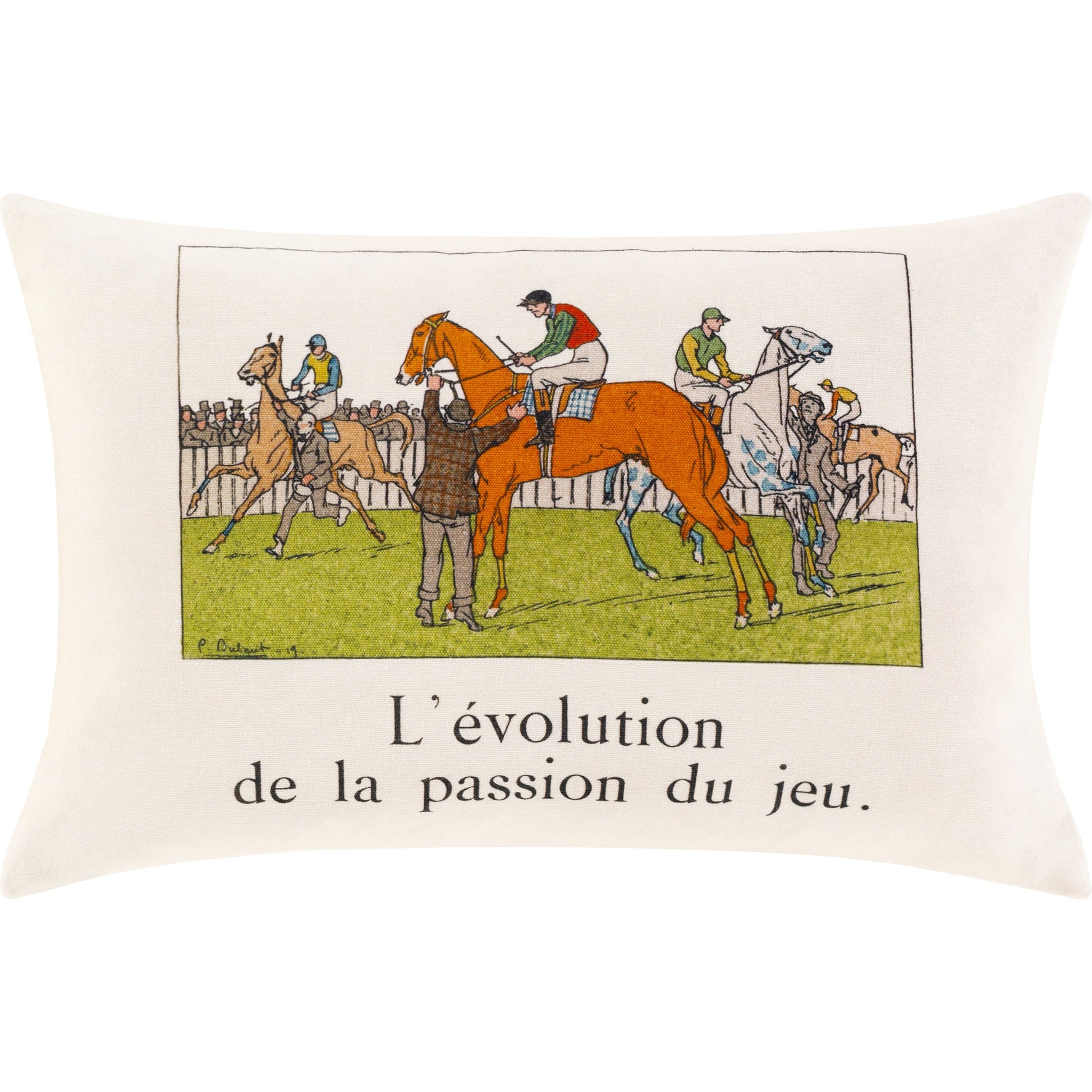 La Guirlande Pillow - 33362 by Surya in green, orange, tan, taupe, off-white, sky blue. Made from 100% cotton in a cottage & farmhouse style.