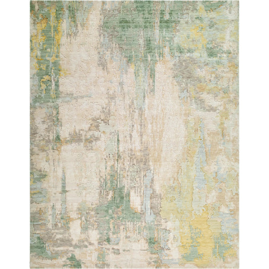 Langley LGY-2302 Rug by Surya in pastel green, cream, soft yellow, light gray, sky blue. Made from wool, nylon in a unique style.