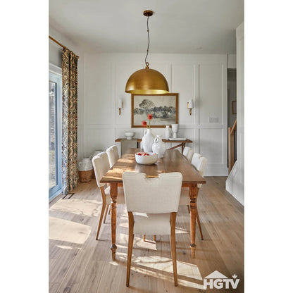 Luella Dining Chair by LH Imports in sandy beige/cool brown legs and brown. Made from ash, pu foam, polyester fiber, polyester in a modern style.