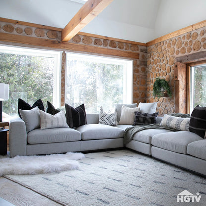 Sullivan Sectional RHF Sofa by LH Imports in alba stone and matte black. Made from unique in a transitional style.