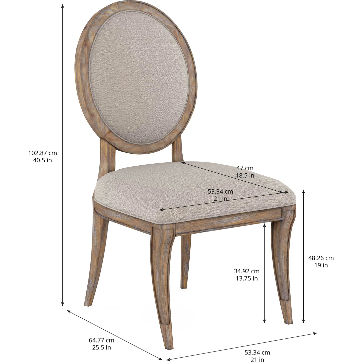 004 SI-2064906 | Additional Silo | Architrave Oval Side Chair (Set of 2) by A.R.T. Furniture in almond. Made from parawood solids, foam, fabric in a modern style.