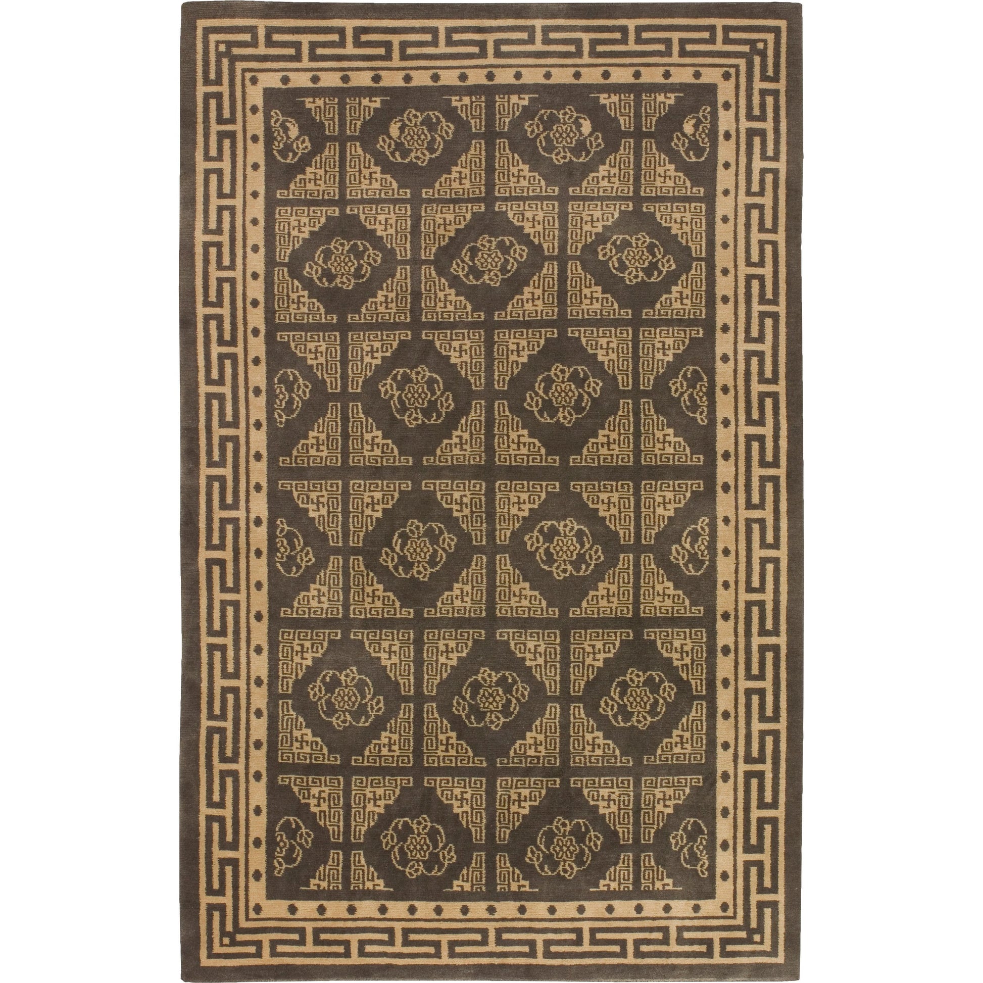 Lhotse Rug - 88 by Surya in yellow, dark gray. Made from 100% hand carded new zealand wool in a unique style.