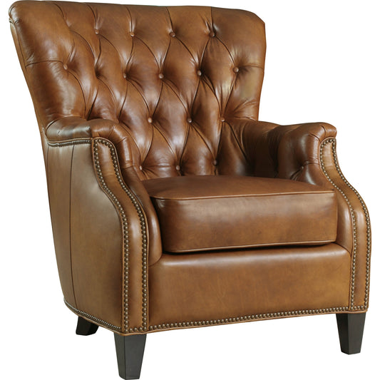 Hamrick Club Chair by Hooker Furniture in aegis glove. Made from leather in a traditional style.