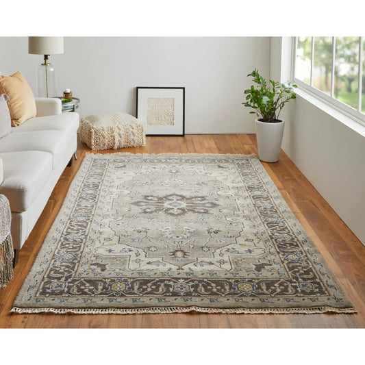 Ustad Traditional Persian Rug - 6112F by Feizy in gray, taupe, blue. Made from wool in a unique style.