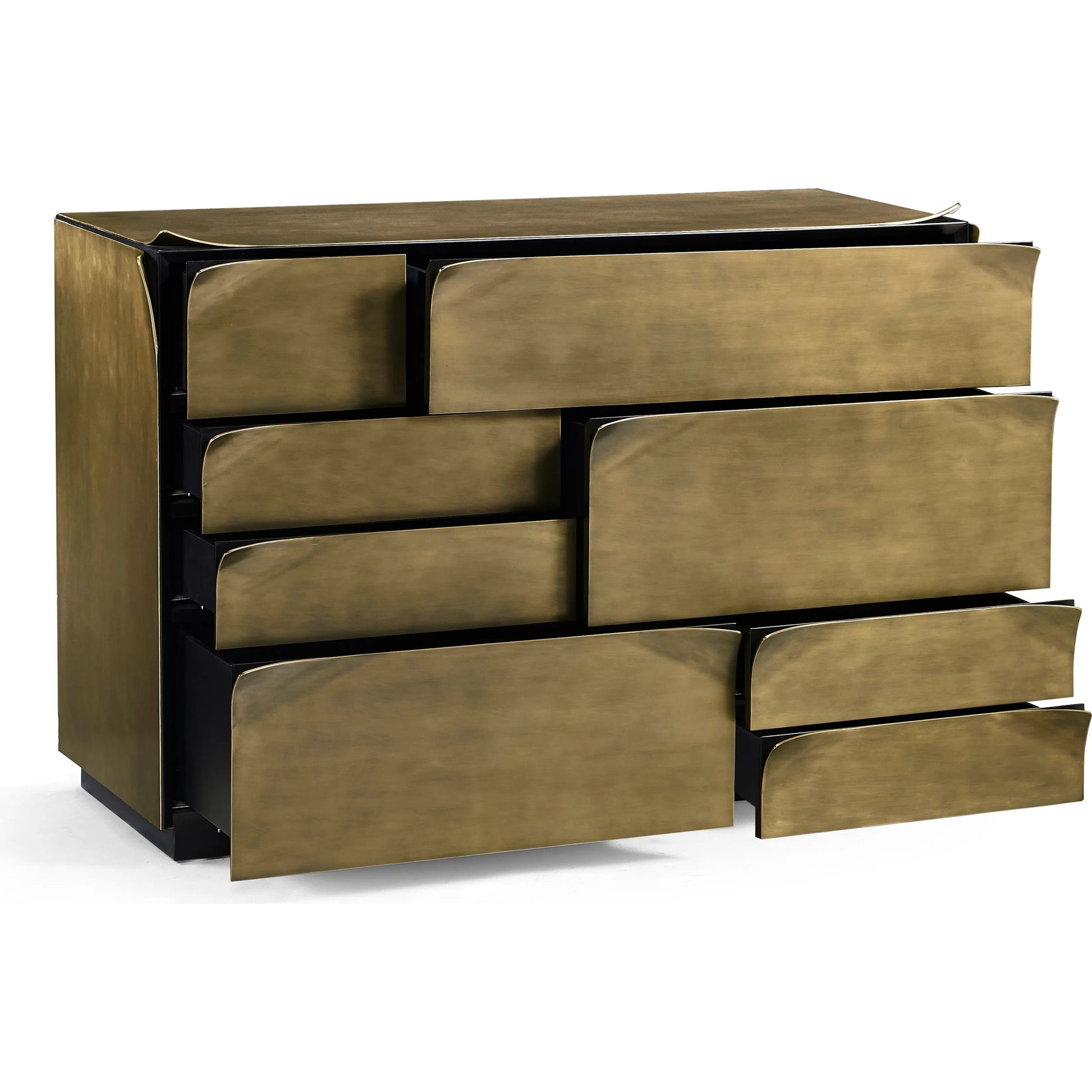Hammersmith Drawer Chest by Jonathan Charles in gold and satin brass. Made from beech solids, brass in a unique style.