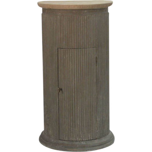 Fluted Wooden Stand by Zentique in natural top, weathered base and pine, poplar. Made from pine, poplar in a rustic style.