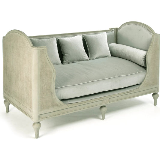 Winni Daybed by Zentique in distressed green, light green velvet and birch. Made from birch in a modern style.