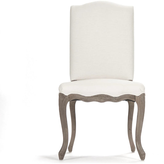 Cathy Chair by Zentique in white linen and birch. Made from birch in a traditional style.