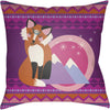Bright Purple, White, Burnt Orange, Black, Bright Pink, Dark Purple / 18" x 18"
