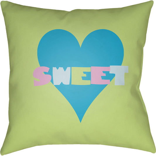 Littles Pillow - 6991 by Surya in lime, sky blue, aqua, bright pink. Made from front: 100% polyester, back: 100% polyester in a modern style.