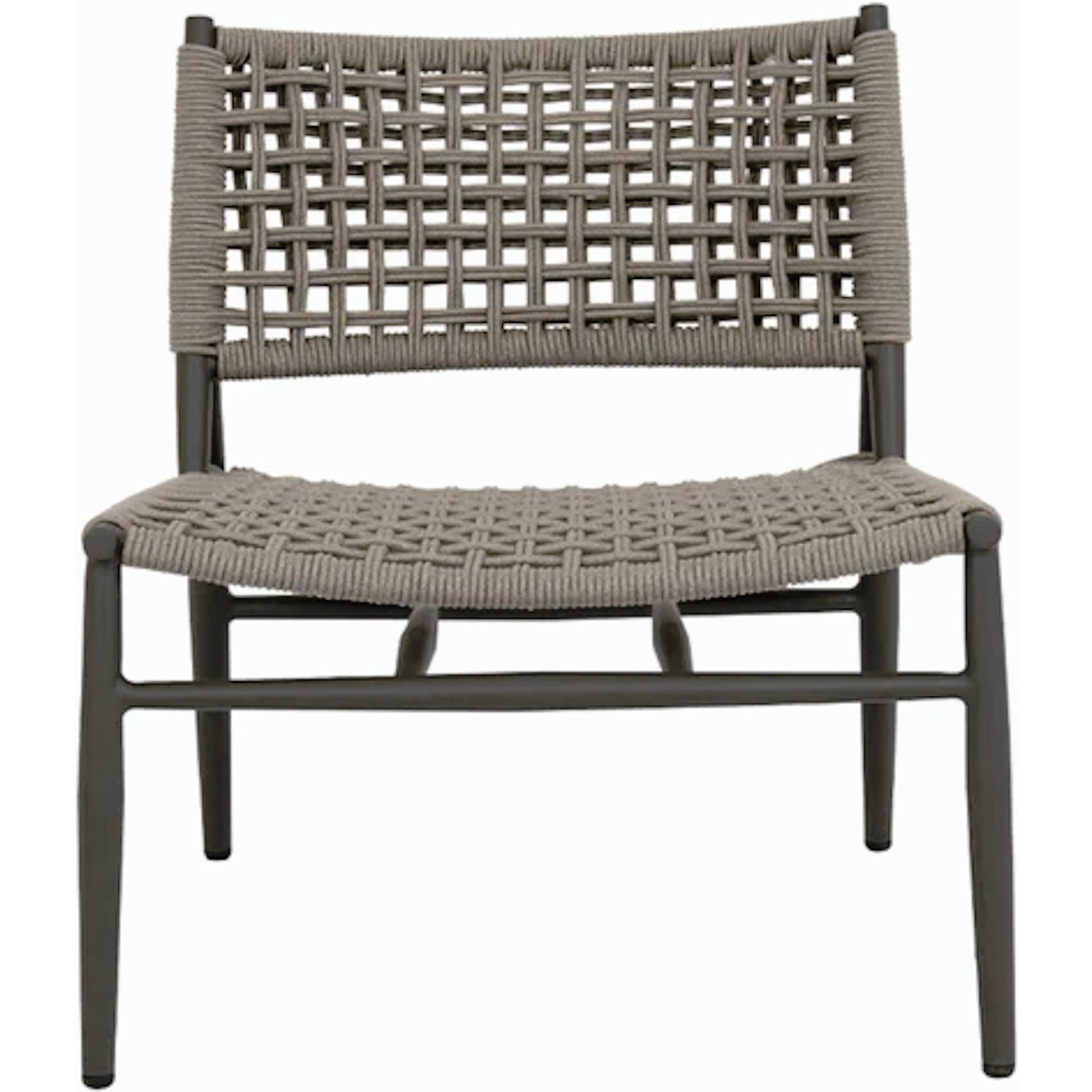 Grigio Outdoor Cushionless Accent Chair by Sunset West in graphite. Made from olefin rope in a coastal style.