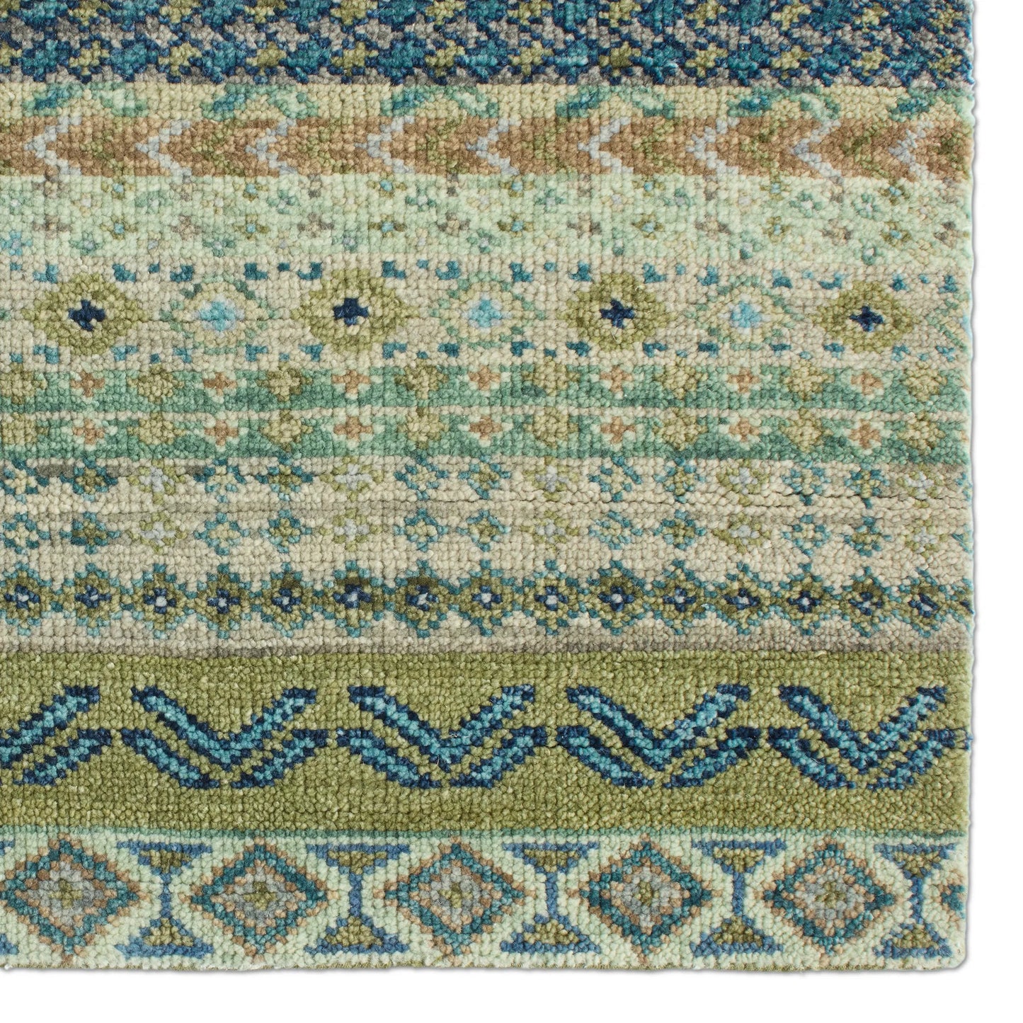 003 SI-2531312,SI-2531313,SI-2531314,SI-2531315,SI-2531316,SI-2531317 | Closeup | Liberty LIB15 Rug by Jaipur Living in green, blue. Made from 100% wool in a unique style.