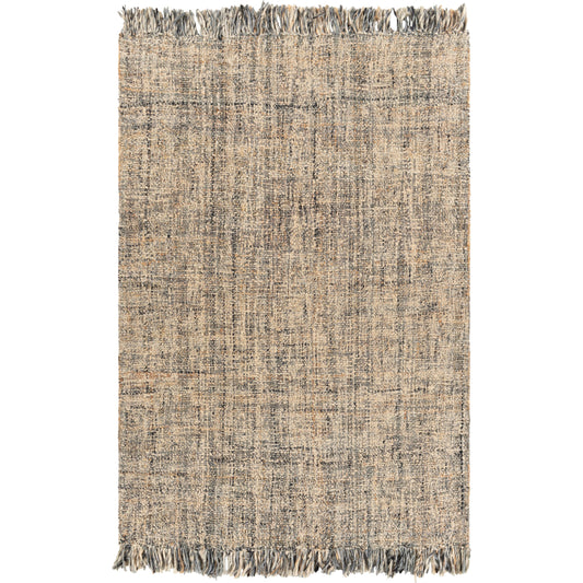 Linden LID-1000 Rug by Surya in gray, black, tan, light beige. Made from 50% jute, 50% wool in a unique style.