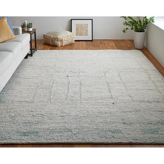 Navaro Rug - 8913F by Feizy in ivory, gray, blue. Made from wool, viscose in a unique style.