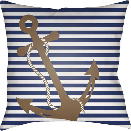 Anchor Pillow - 10645 by Livabliss. Made from front: 100% polyester, back: 100% polyester in a coastal style.