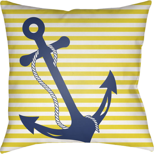 Anchor Pillow - 10645 by Livabliss. Made from front: 100% polyester, back: 100% polyester in a coastal style.