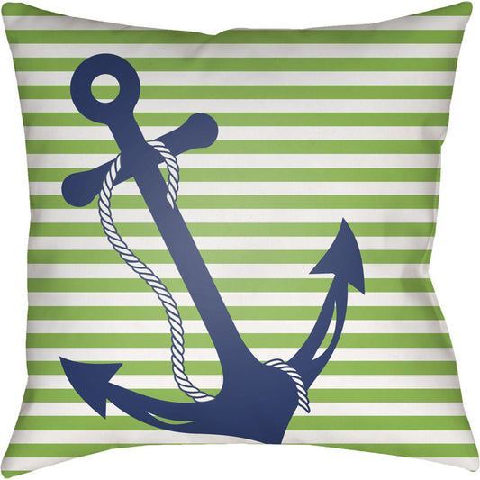 Anchor Pillow - 10645 by Livabliss. Made from front: 100% polyester, back: 100% polyester in a coastal style.