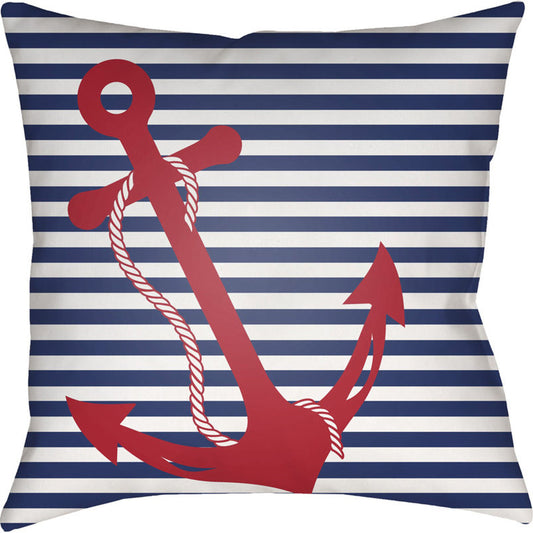 Anchor Pillow - 10645 by Livabliss. Made from front: 100% polyester, back: 100% polyester in a coastal style.