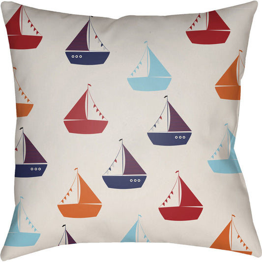Boats Pillow - 16629 by Livabliss. Made from front: 100% polyester, back: 100% polyester in a coastal style.
