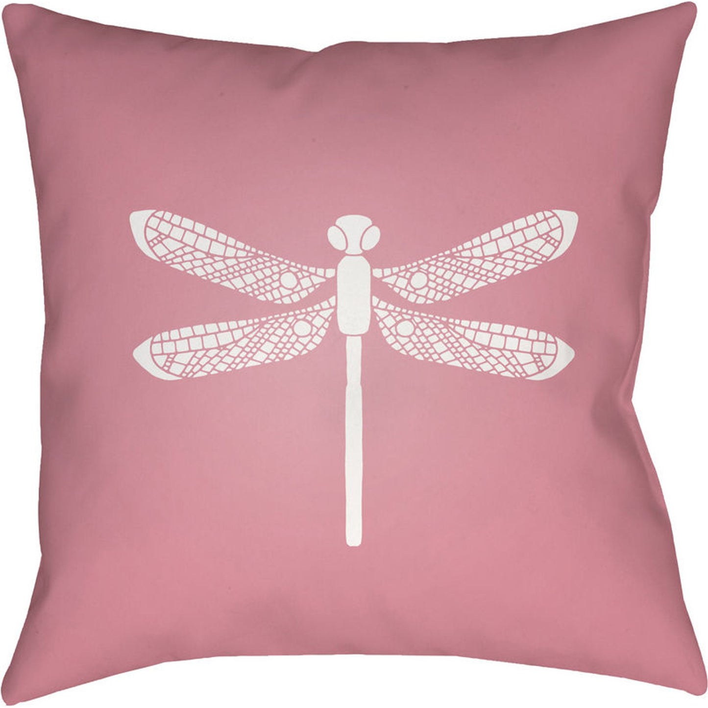 001 S-228646 | Primary Silo | Dragonfly Indoor/Outdoor Pillow by Livabliss in rose. Made from front: 100% polyester, back: 100% polyester in a coastal style.